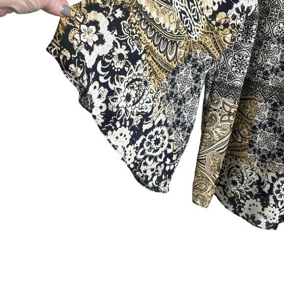 Cato Women Tunic Top Gem Neckline Long Bell Sleeve Boho Mix Pattern Print 18/20 - Picture 8 of 12